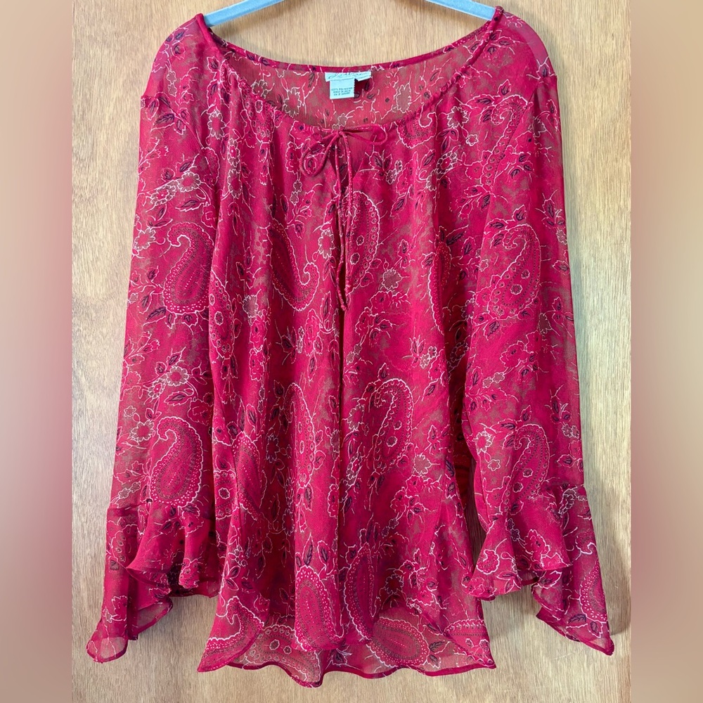 Festive Red Paisley Women's Blouse